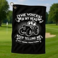 The Voices In My Head Keep Telling Me Tractors Farmer Golf Towel thumb 1