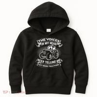 The Voices In My Head Keep Telling Me Tractors Farmer Kids Hoodie thumb 0