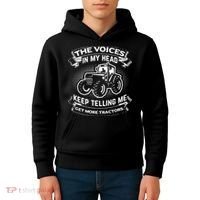 The Voices In My Head Keep Telling Me Tractors Farmer Kids Hoodie thumb 4