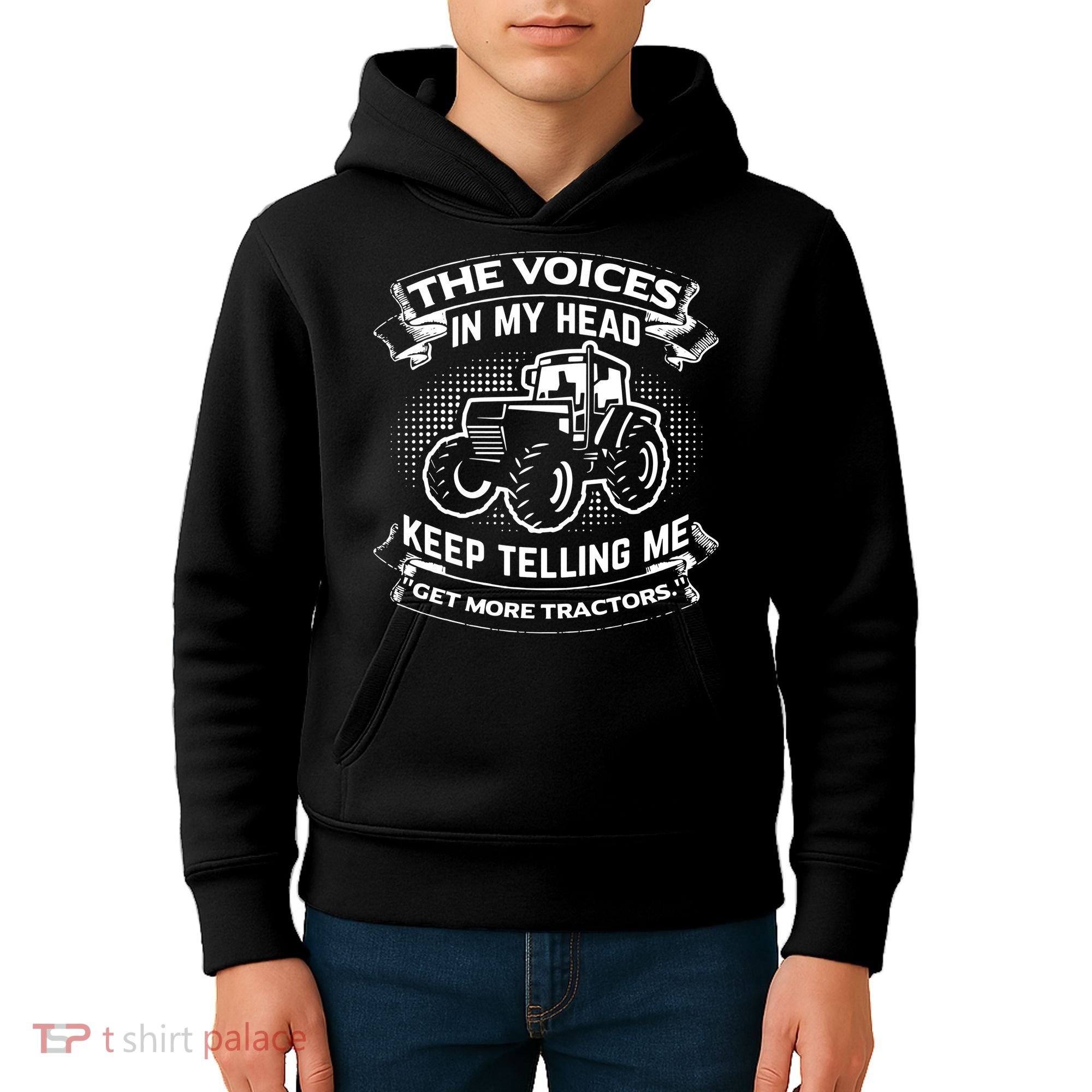 The Voices In My Head Keep Telling Me Tractors Farmer Kids Hoodie