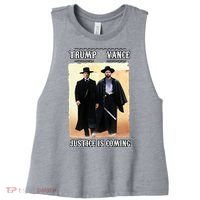 Trump Vance Justice Is Coming Women's Racerback Cropped Tank thumb 0