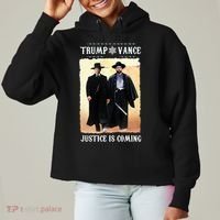 Trump Vance Justice Is Coming Ladies Heavyweight Boxy Pullover Hoodie thumb 0