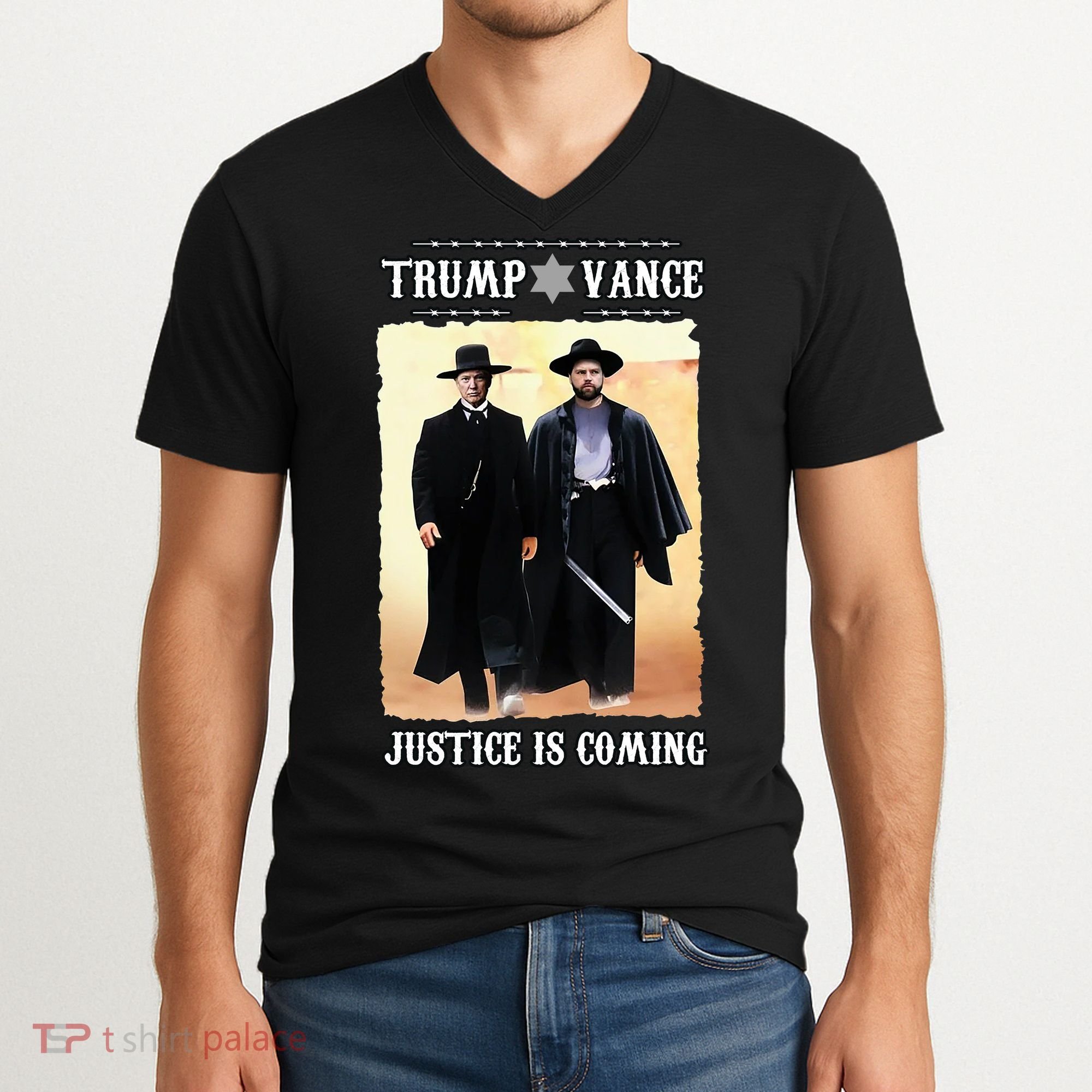 Trump Vance Justice Is Coming V-Neck T-Shirt
