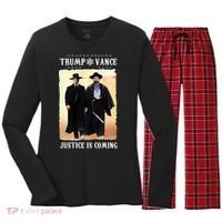 Trump Vance Justice Is Coming Women's Long Sleeve Flannel Pajama Set  thumb 0