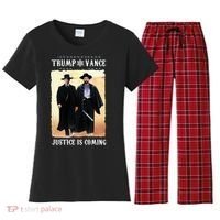 Trump Vance Justice Is Coming Women's Flannel Pajama Set thumb 0