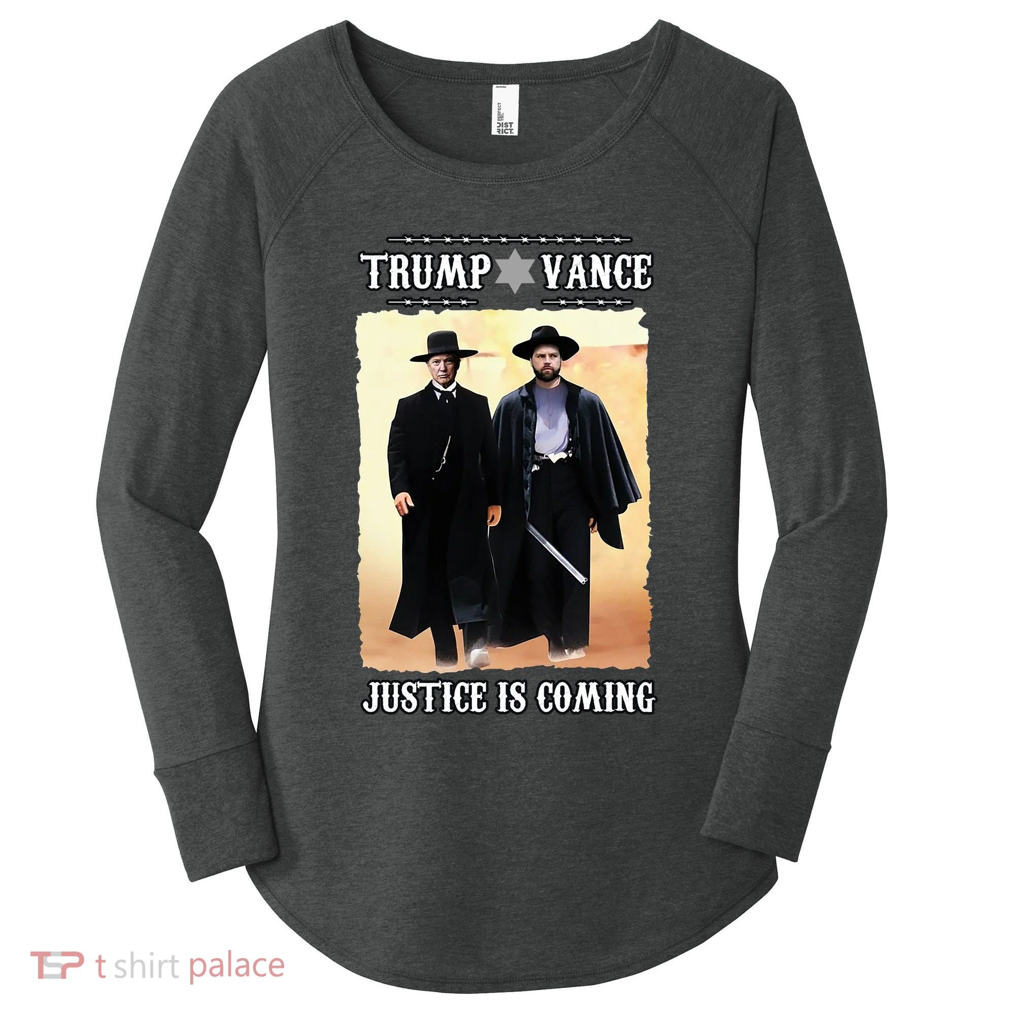 Trump Vance Justice Is Coming Women's Perfect Tri Tunic Long Sleeve Shirt
