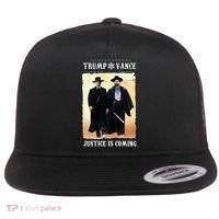 Trump Vance Justice Is Coming Flat Bill Trucker Hat thumb 0