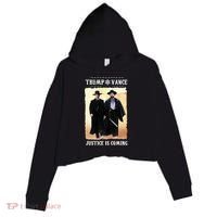 Trump Vance Justice Is Coming Crop Fleece Hoodie thumb 0