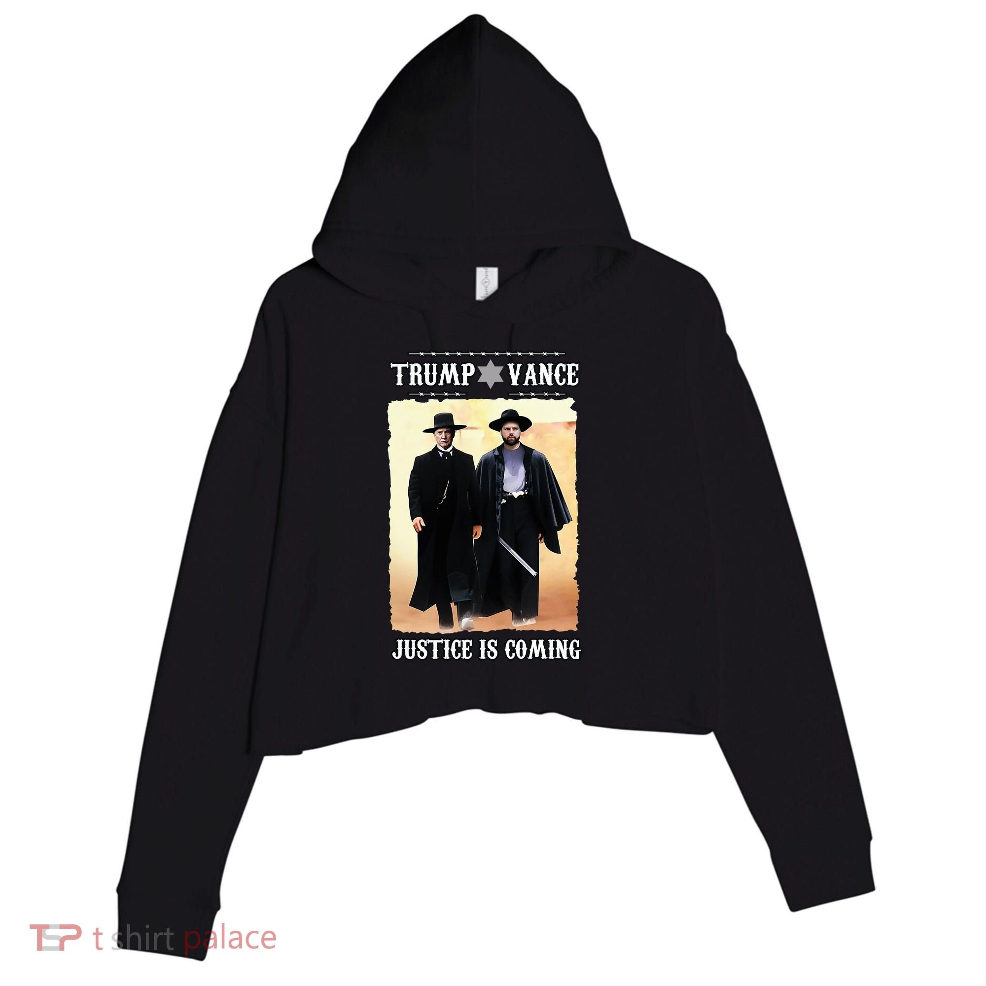 Trump Vance Justice Is Coming Crop Fleece Hoodie