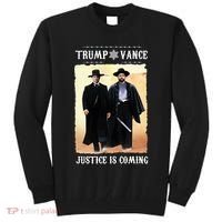 Trump Vance Justice Is Coming Tall Sweatshirt thumb 0