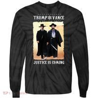 Trump Vance Justice Is Coming Tie-Dye Long Sleeve Shirt thumb 0