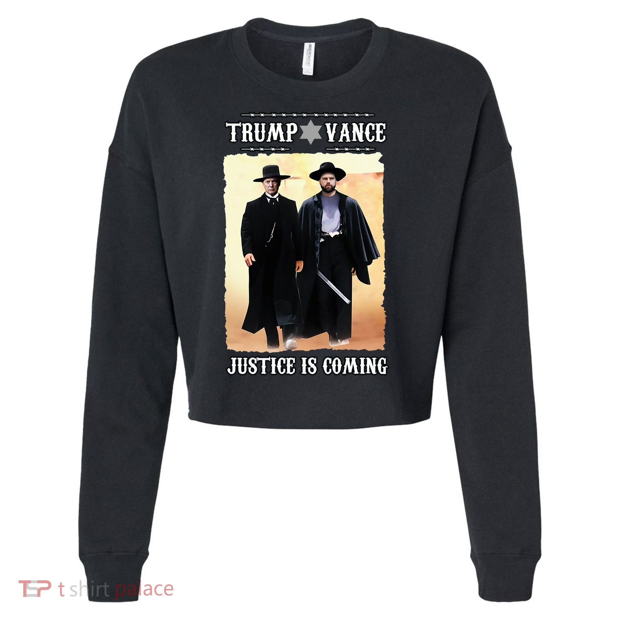 Trump Vance Justice Is Coming Cropped Pullover Crew