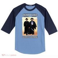 Trump Vance Justice Is Coming Raglan Baseball Sleeve Shirt thumb 0