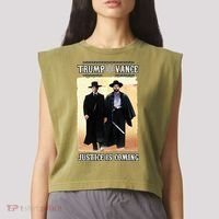 Trump Vance Justice Is Coming Garment-Dyed Women's Muscle Tee thumb 2
