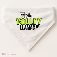 The Volley LLamas comic style llama pickle ball USA-Made Doggie Bandana thumb 0