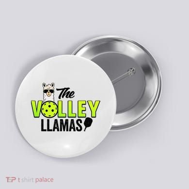 The Volley LLamas comic style llama pickle ball Button