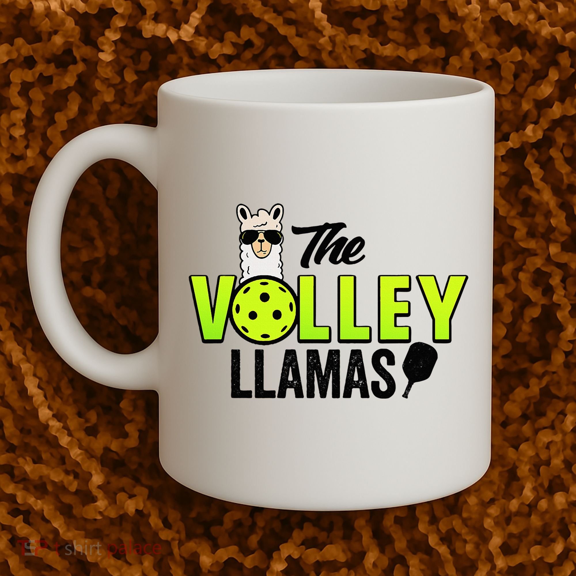 The Volley LLamas comic style llama pickle ball Coffee Mug