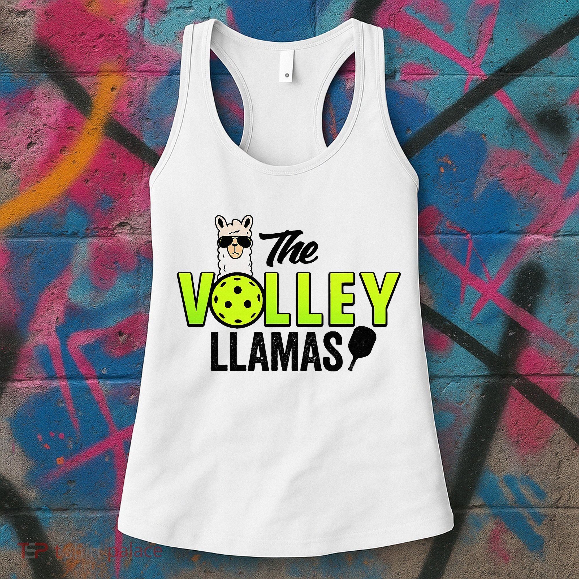 The Volley LLamas comic style llama pickle ball Women's Tank Top