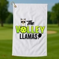 The Volley LLamas comic style llama pickle ball Golf Towel thumb 1