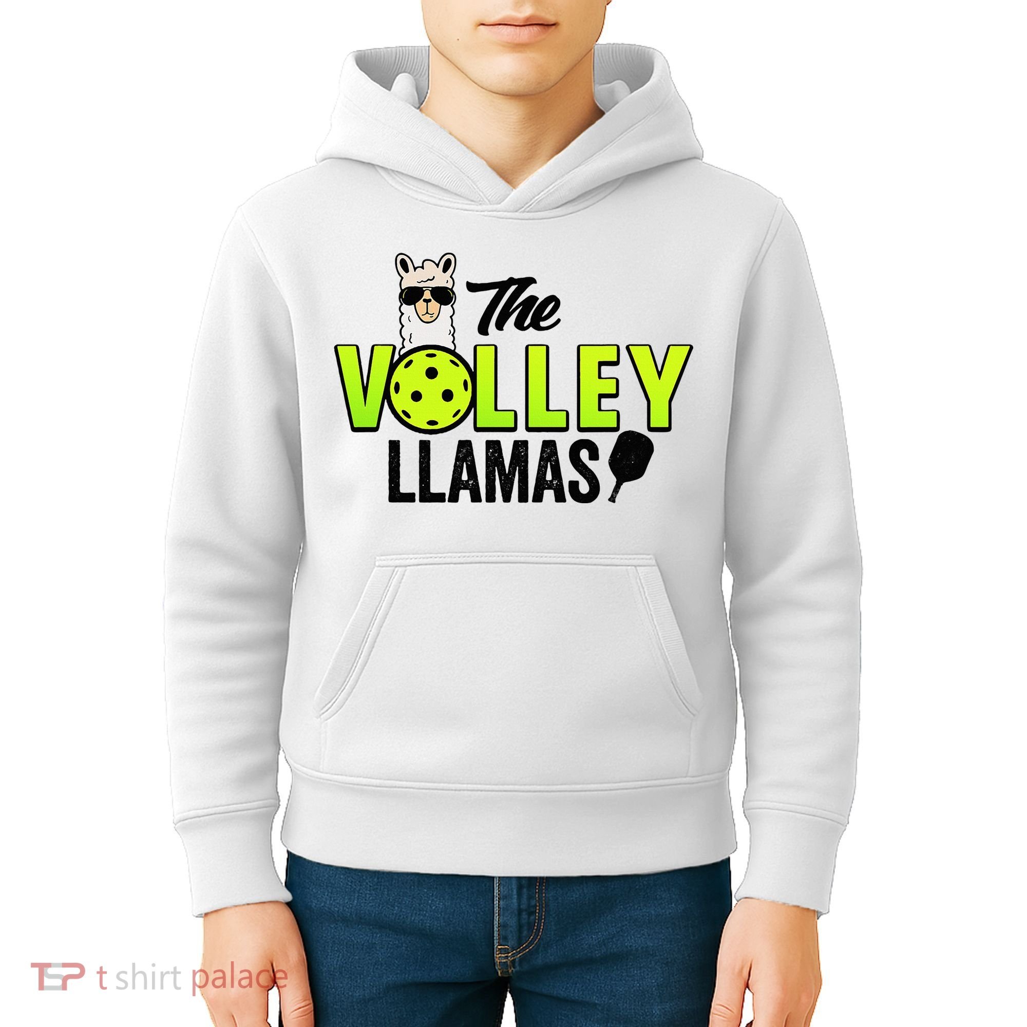 The Volley LLamas comic style llama pickle ball Kids Hoodie