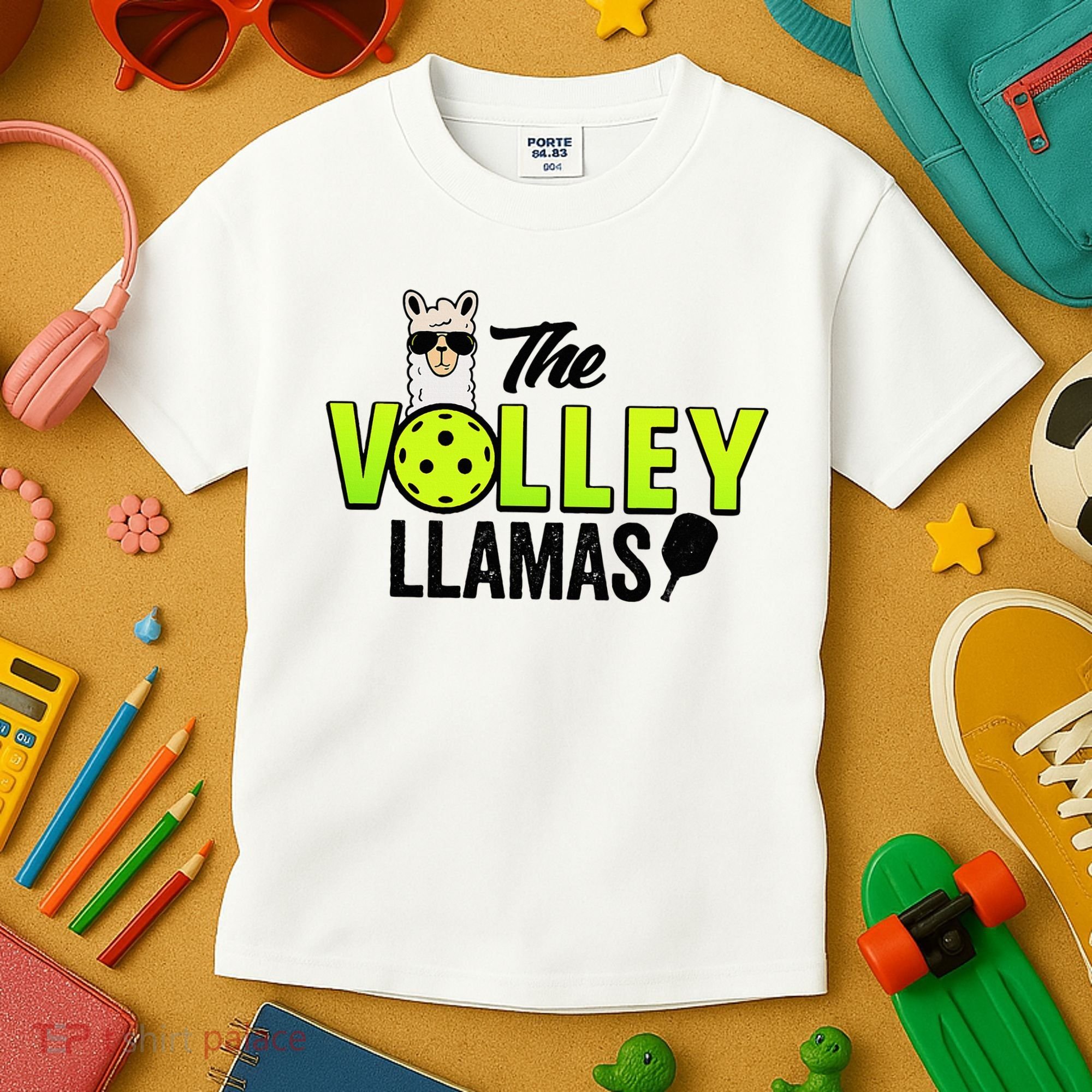 The Volley LLamas comic style llama pickle ball Kids T-Shirt