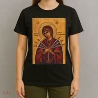 Theotokos Virgin Mary Eastern Orthodox Byzantine Art Church T-Shirt thumb 4
