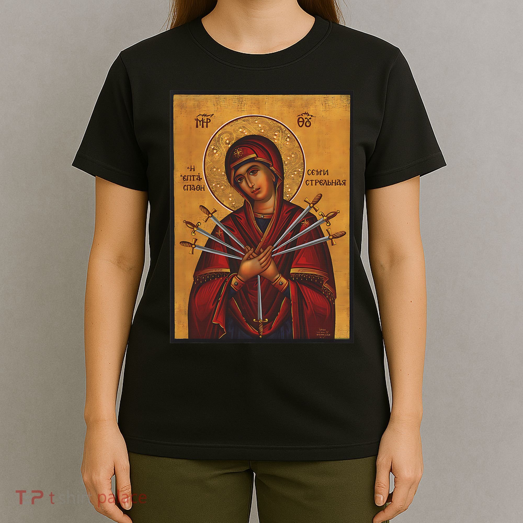 Theotokos Virgin Mary Eastern Orthodox Byzantine Art Church T-Shirt