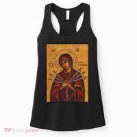 Theotokos Virgin Mary Eastern Orthodox Byzantine Art Church Women's Tank Top thumb 0