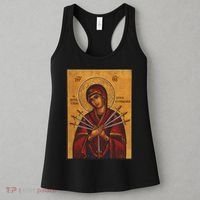 Theotokos Virgin Mary Eastern Orthodox Byzantine Art Church Women's Tank Top thumb 3