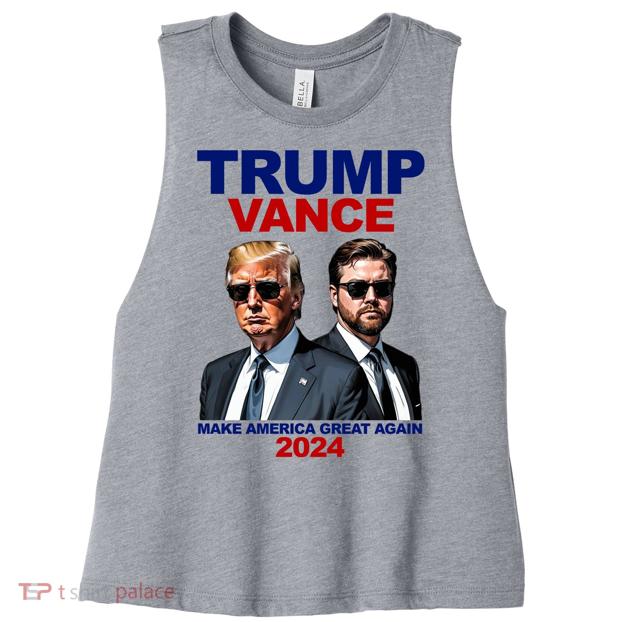 Trump Vance Make America Great Again 2024 Republican Women's Racerback Cropped Tank