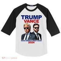 Trump Vance Make America Great Again 2024 Republican Kids Colorblock Raglan Jersey thumb 0