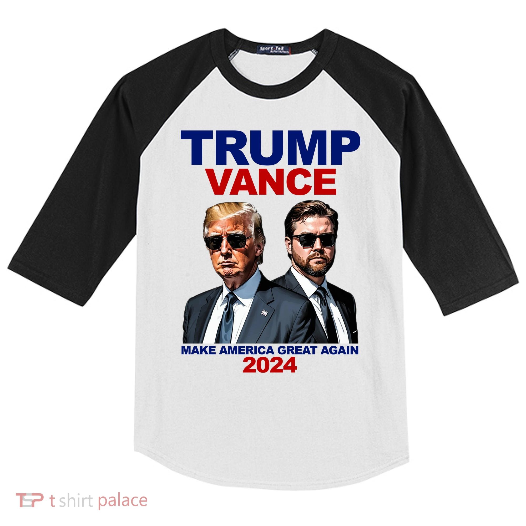 Trump Vance Make America Great Again 2024 Republican Kids Colorblock Raglan Jersey
