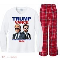 Trump Vance Make America Great Again 2024 Republican Kids Long Sleeve Plaid Pajama Set thumb 0