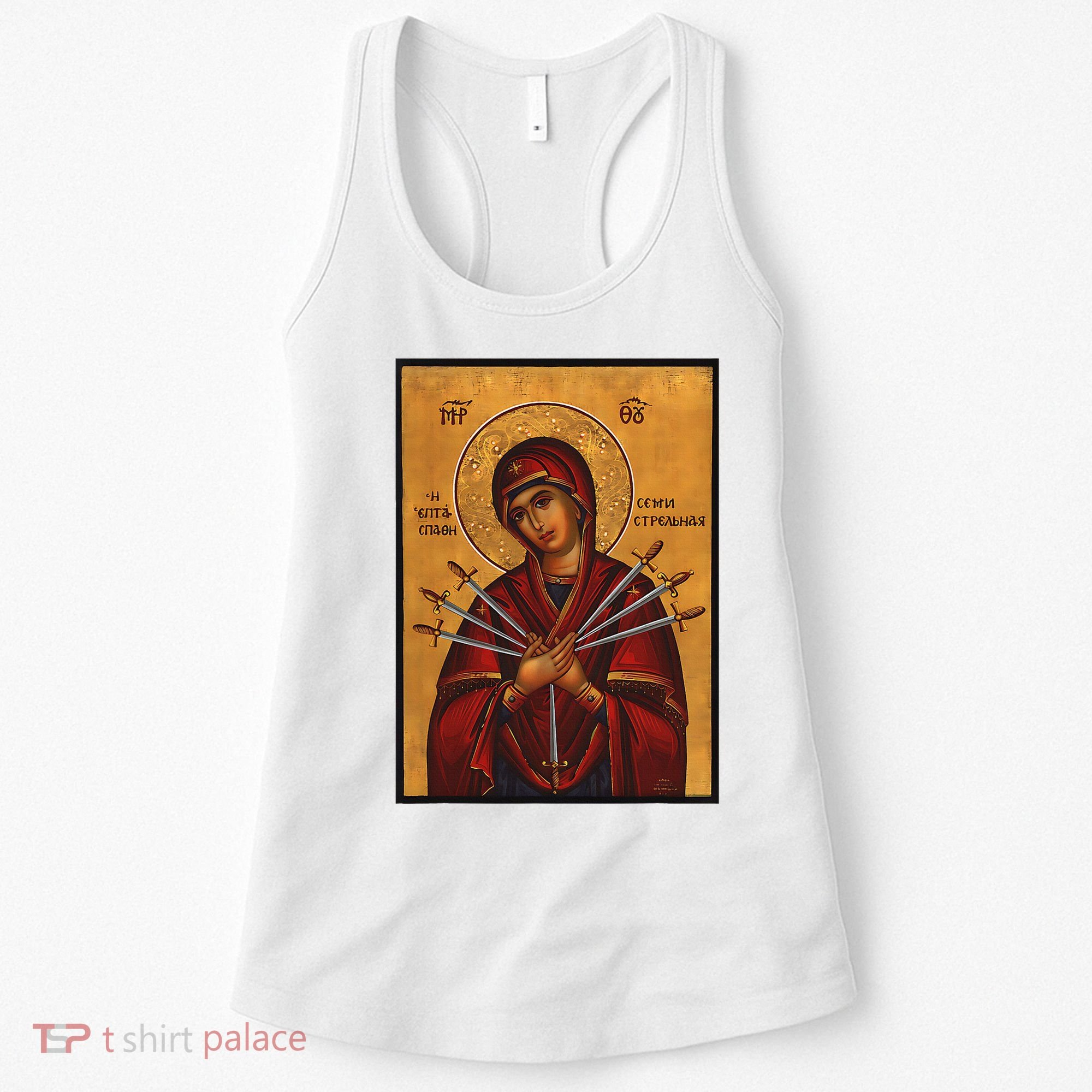Theotokos Virgin Mary Of 7 Seven Swords Greek Orthodox Women's Tank Top