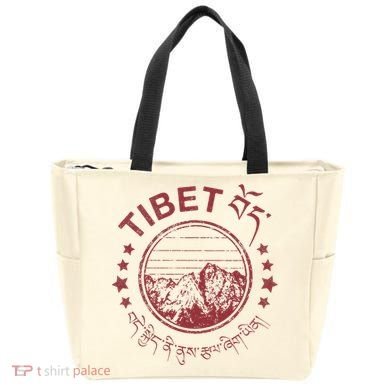 Tibet Vintage Mountains Tibetan Script Tote Bag
