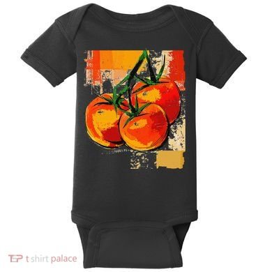 Tomato Vegetable Motif Art Tomato Baby Bodysuit