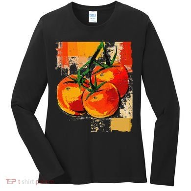 Tomato Vegetable Motif Art Tomato Women's Long Sleeve Shirt