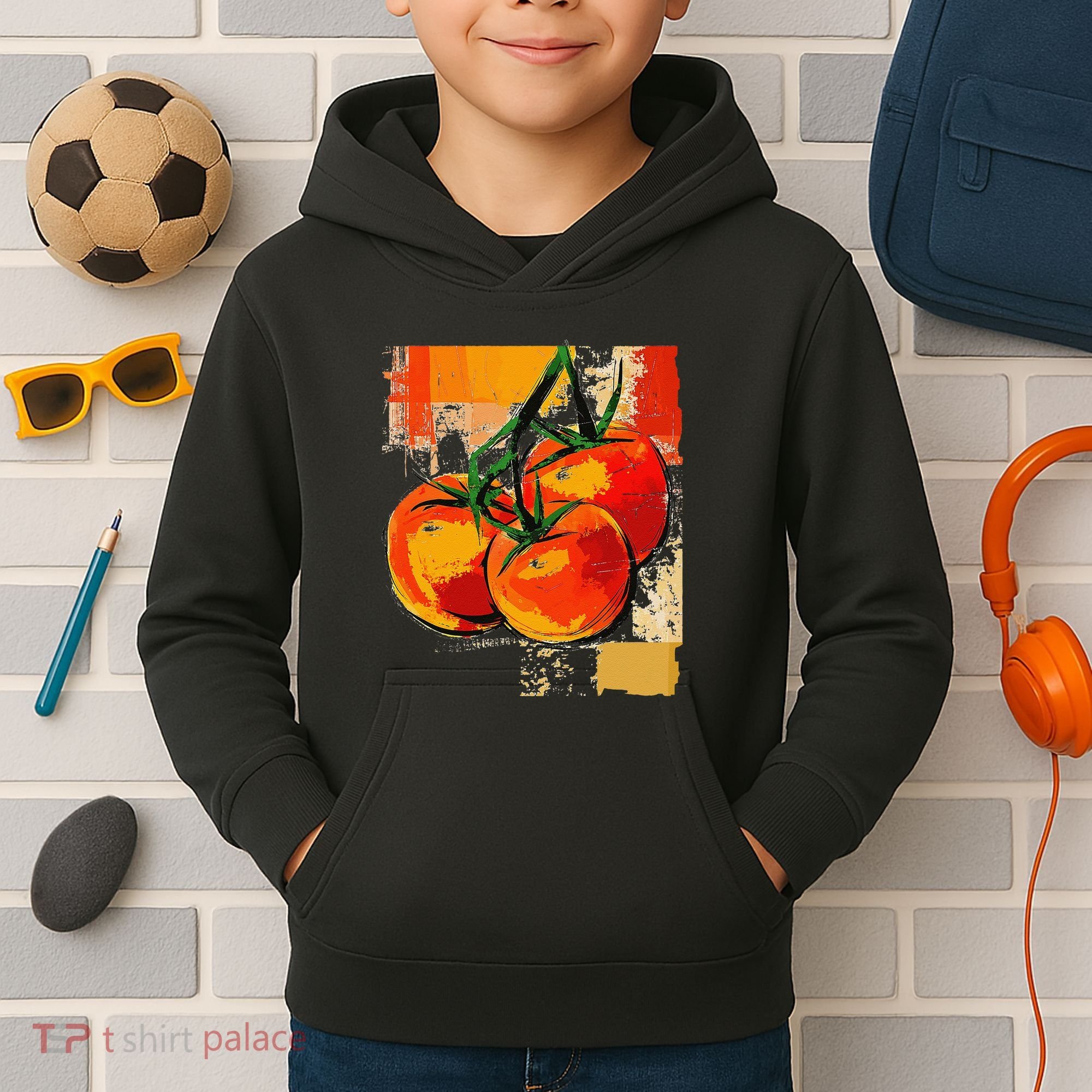 Tomato Vegetable Motif Art Tomato Kids Hoodie