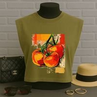 Tomato Vegetable Motif Art Tomato Garment-Dyed Women's Muscle Tee thumb 3