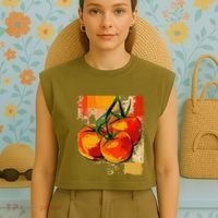 Tomato Vegetable Motif Art Tomato Garment-Dyed Women's Muscle Tee thumb 4