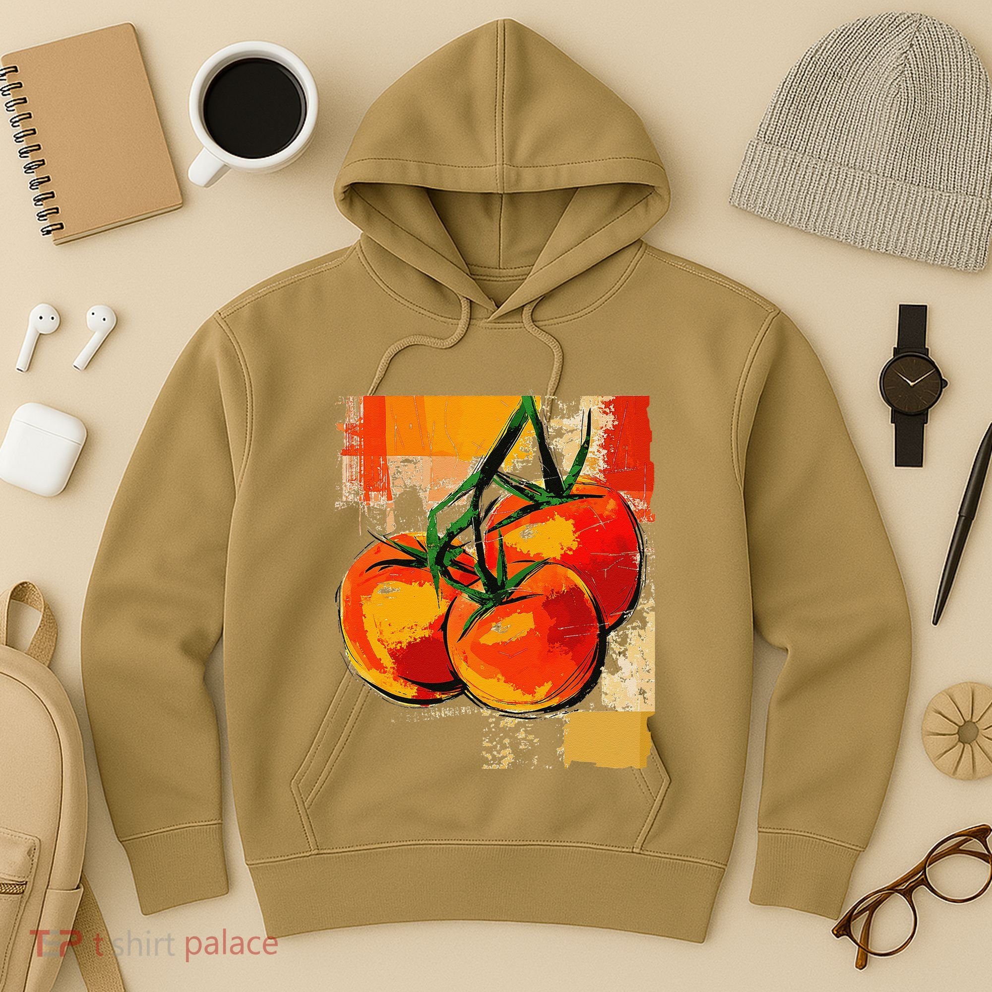 Tomato Vegetable Motif Art Tomato Hoodie