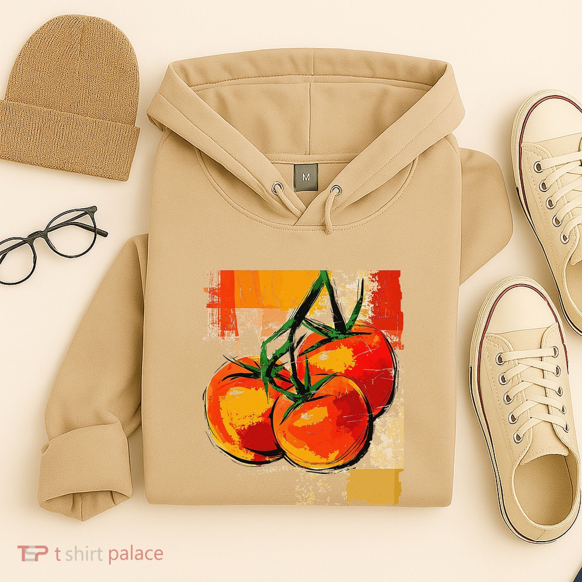 Tomato Vegetable Motif Art Tomato Hoodie