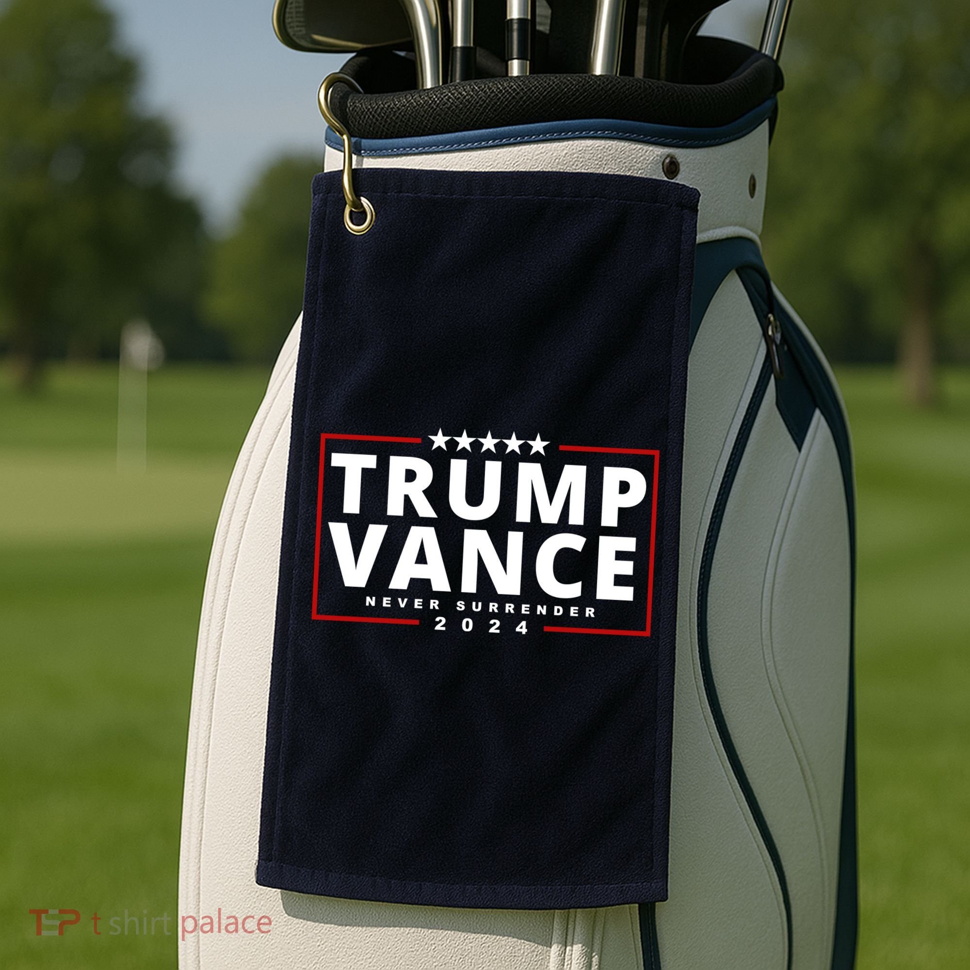 Trump Vance Never Surrender 2024 Politcal Golf Towel
