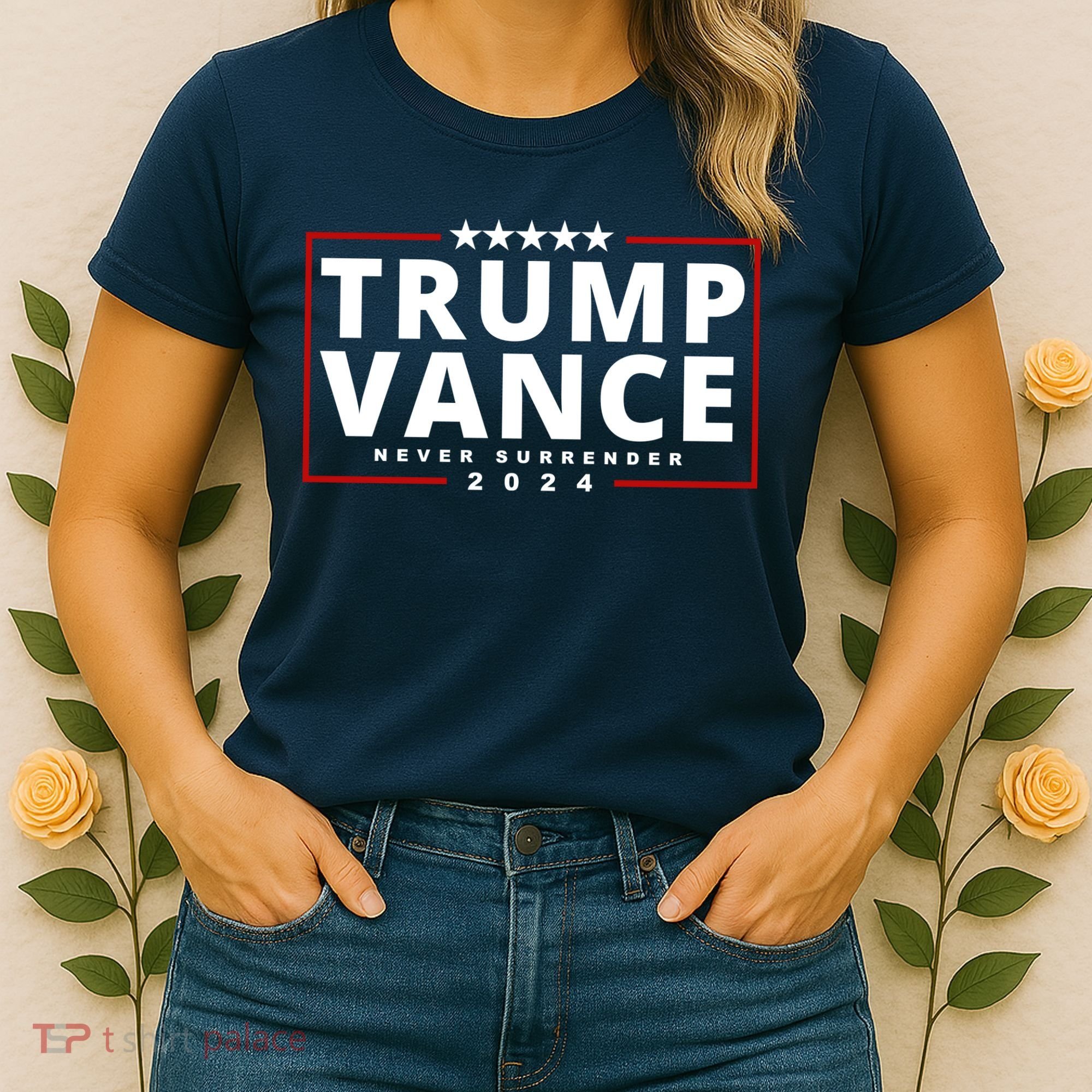 Trump Vance Never Surrender 2024 Politcal Women's T-Shirt