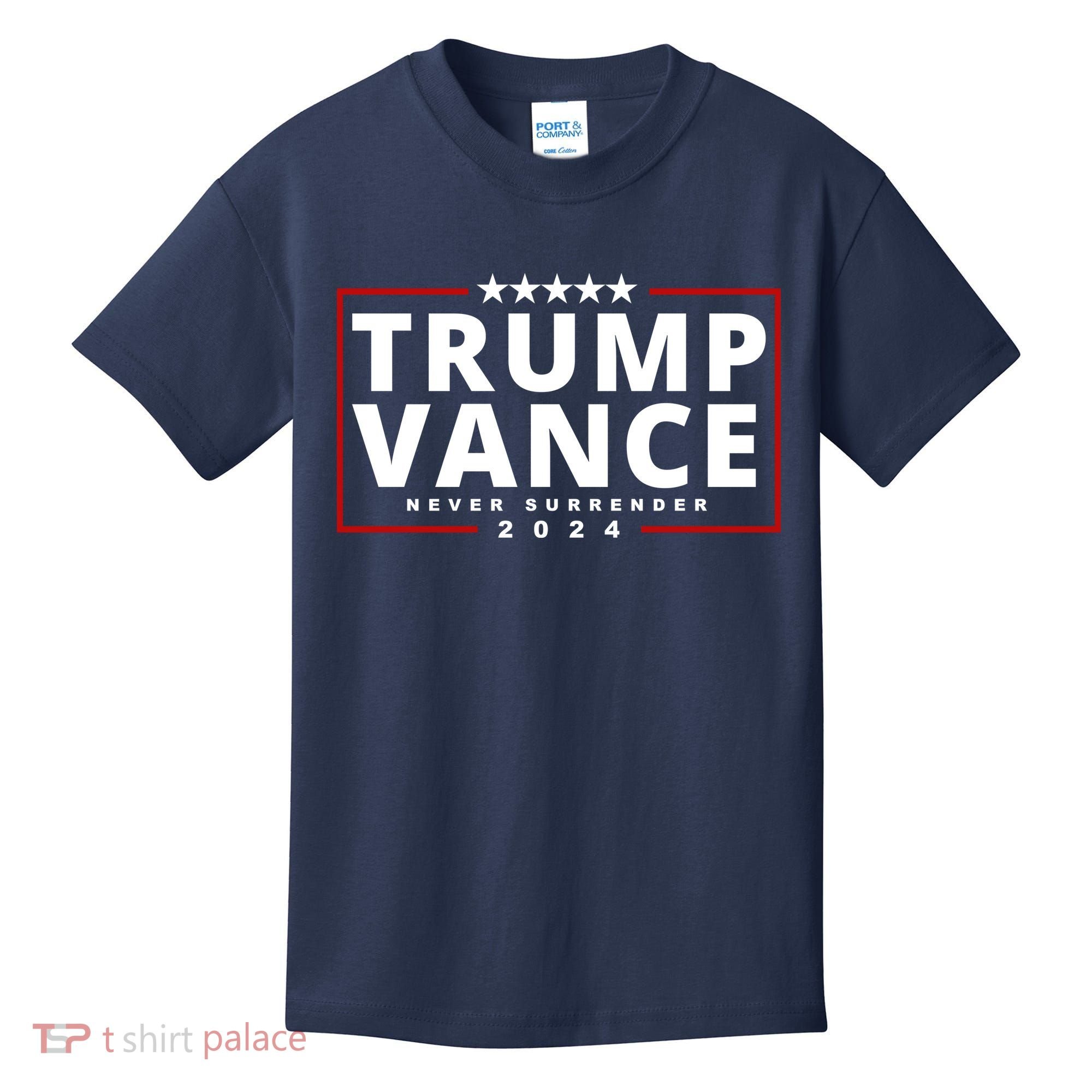 Trump Vance Never Surrender 2024 Politcal Kids T-Shirt