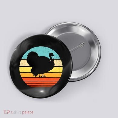 Turkey Vintage Retro Happy Thanksgiving  Button