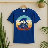 Train Vintage Sunset Retro Engineer Engine Conductor T-Shirt thumb 2