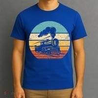 Train Vintage Sunset Retro Engineer Engine Conductor T-Shirt thumb 3