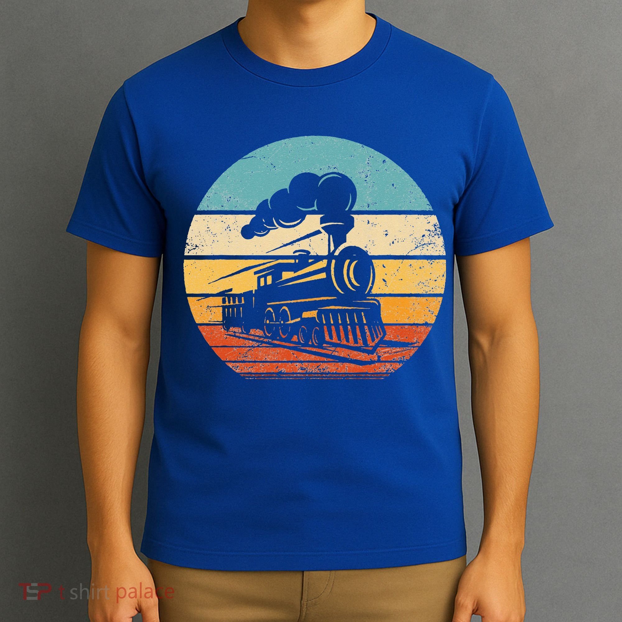 Train Vintage Sunset Retro Engineer Engine Conductor T-Shirt