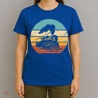 Train Vintage Sunset Retro Engineer Engine Conductor T-Shirt thumb 4
